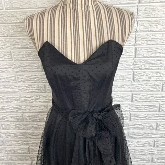 Vintage Uzanel Black Polka Dot Strapless Dress Size Medium - Picture 3 of 10